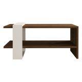 Tavolino da Salotto Marrone Noce Bianco un Vano Forma Rettangolare 80x50x35h cm, Colore Ripiano Marrone - Cambiago