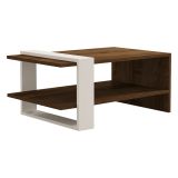 Tavolino da Salotto Marrone Noce Bianco un Vano Forma Rettangolare 80x50x35h cm, Colore Ripiano Marrone - Cambiago
