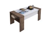 Tavolino da Salotto Marrone Noce Bianco un Vano Piano Sollevabile 98x50x43h cm, Forma Rettangolare - Corallo