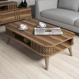 Tavolino da Salotto Marrone Noce con Piedini un Vano 105x60x35h cm, Forma Rettangolare - Medicina