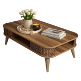 Tavolino da Salotto Marrone Noce con Piedini un Vano 105x60x35h cm, Forma Rettangolare - Medicina