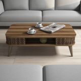Tavolino da Salotto Marrone Noce con Piedini un Vano 105x60x35h cm, Forma Rettangolare - Medicina