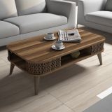 Tavolino da Salotto Marrone Noce con Piedini un Vano 105x60x35h cm, Forma Rettangolare - Medicina