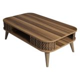 Tavolino da Salotto Marrone Noce con Piedini un Vano 105x60x35h cm, Forma Rettangolare - Medicina