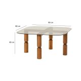 Tavolino da Salotto Marrone Noce Effetto Fume Forma Rettangolare 80x80x40h cm, Materiale Struttura in Vetro - Gran