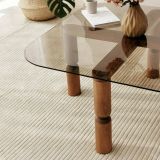 Tavolino da Salotto Marrone Noce Effetto Fume Forma Rettangolare 80x80x40h cm, Materiale Struttura in Vetro - Gran