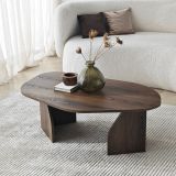 Tavolino da Salotto Marrone Noce Forma Ovale Materiale Piano in Legno Nobilitato 100x60x35h cm, Colore Ripiano Marrone - Lozza