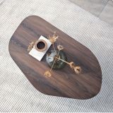 Tavolino da Salotto Marrone Noce Forma Ovale Materiale Piano in Legno Nobilitato 100x60x35h cm, Colore Ripiano Marrone - Lozza
