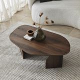 Tavolino da Salotto Marrone Noce Forma Ovale Materiale Piano in Legno Nobilitato 100x60x35h cm, Colore Ripiano Marrone - Lozza