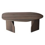 Tavolino da Salotto Marrone Noce Forma Ovale Materiale Piano in Legno Nobilitato 100x60x35h cm, Colore Ripiano Marrone - Lozza