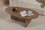Tavolino da Salotto Marrone Noce Forma Ovale Materiale Piano in Legno Nobilitato 120x65x40h cm, Colore Ripiano Marrone - Parona