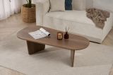 Tavolino da Salotto Marrone Noce Forma Ovale Materiale Piano in Legno Nobilitato 130x65x40h cm, Colore Ripiano Marrone - Dozza