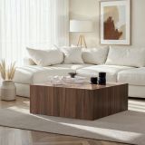 Tavolino da Salotto Marrone Noce Forma Rettangolare Materiale Piano in Legno Nobilitato 90x90x35h cm, Colore Ripiano Marrone - Nofaraka