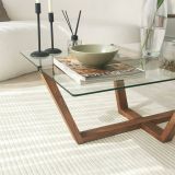 Tavolino da Salotto Marrone Noce Forma Rettangolare Materiale Piano in Vetro 105x65x35h cm, Colore Ripiano Trasparente - Visconti