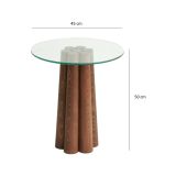 Tavolino da Salotto Marrone Noce Forma Rotonda Materiale Piano in Vetro 45x50x50h cm, Colore Ripiano Trasparente - Brasilia