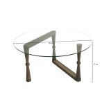Tavolino da Salotto Marrone Noce Forma Rotonda Materiale Piano in Vetro 80x80x41h cm, Colore Ripiano Trasparente - Belvi