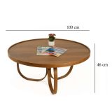Tavolino da Salotto Marrone Noce Forma Rotondo Materiale Piano in Legno 100x100x46h cm, Colore Ripiano Marrone - Chiavenna