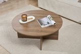 Tavolino da Salotto Marrone Noce Forma Rotondo Materiale Piano in Legno Nobilitato 90x90x40h cm, Colore Ripiano Marrone - Simbario
