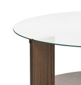 Tavolino da Salotto Marrone Noce Forma Rotondo Materiale Piano in Vetro 75x75x40h cm, Colore Ripiano Trasparente - Canevino
