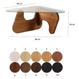 Tavolino da Salotto Marrone Noce Forma Triangolare Materiale Piano in Vetro 86x66x36h cm, Colore Ripiano Trasparente - Volpiano