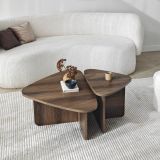 Tavolino da Salotto Marrone Noce Modulabile Forma Triangolare 90x60x35h cm, Sfumatura Colore Ripiano Noce - Saraceno