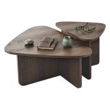 Tavolino da Salotto Marrone Noce Modulabile Forma Triangolare 90x60x35h cm, Sfumatura Colore Ripiano Noce - Saraceno