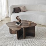 Tavolino da Salotto Marrone Noce Modulabile Forma Triangolare 90x60x35h cm, Sfumatura Colore Ripiano Noce - Saraceno