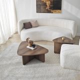 Tavolino da Salotto Marrone Noce Modulabile Forma Triangolare 90x60x35h cm, Sfumatura Colore Ripiano Noce - Saraceno