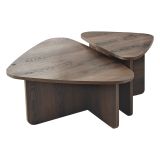 Tavolino da Salotto Marrone Noce Modulabile Forma Triangolare 90x60x35h cm, Sfumatura Colore Ripiano Noce - Saraceno
