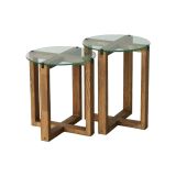 Tavolino da Salotto Marrone Noce Modulare Forma Circolare 40x40x50h cm, Sfumatura Colore Struttura Noce - Arzana
