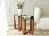 Tavolino da Salotto Marrone Noce Modulare Forma Circolare 40x40x50h cm, Sfumatura Colore Struttura Noce - Arzana