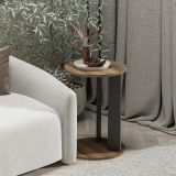 Tavolino da Salotto Marrone Noce Nero Antracite Forma Rotondo Materiale Piano in Legno Nobilitato 34x34x64h cm, Colore Ripiano Marrone - Penango