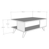 Tavolino da Salotto Marrone Noce Nero Antracite un Vano con Piedini 90x60x40h cm, Forma Rettangolare - Lurano