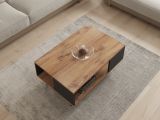 Tavolino da Salotto Marrone Noce Nero Antracite un Vano con Piedini 90x60x40h cm, Forma Rettangolare - Lurano