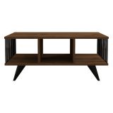 Tavolino da Salotto Marrone Noce Nero con Piedini 3 Vani 90x60x40h cm, Forma Rettangolare - Dogliani