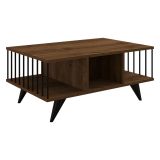 Tavolino da Salotto Marrone Noce Nero con Piedini 3 Vani 90x60x40h cm, Forma Rettangolare - Dogliani