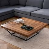 Tavolino da Salotto Marrone Noce Nero Forma Quadrato Materiale Piano in Legno Nobilitato 100x100x32h cm, Sfumatura Colore Struttura Noce - Sostene