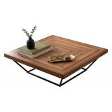 Tavolino da Salotto Marrone Noce Nero Forma Quadrato Materiale Piano in Legno Nobilitato 100x100x32h cm, Sfumatura Colore Struttura Noce - Sostene