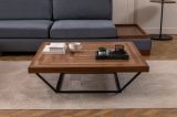 Tavolino da Salotto Marrone Noce Nero Forma Quadrato Materiale Piano in Legno Nobilitato 100x100x32h cm, Sfumatura Colore Struttura Noce - Sostene