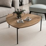 Tavolino da Salotto Marrone Noce Nero Forma Triangolare Materiale Piano in Legno Nobilitato 90x89x40h cm, Sfumatura Colore Struttura Noce - Atesino