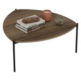 Tavolino da Salotto Marrone Noce Nero Forma Triangolare Materiale Piano in Legno Nobilitato 90x89x40h cm, Sfumatura Colore Struttura Noce - Atesino