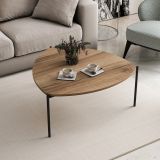 Tavolino da Salotto Marrone Noce Nero Forma Triangolare Materiale Piano in Legno Nobilitato 90x89x40h cm, Sfumatura Colore Struttura Noce - Atesino