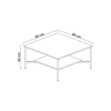 Tavolino da Salotto Marrone Noce Nero Portariviste un Vano 80x80x40h cm, Forma Quadrata - Mia