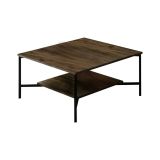 Tavolino da Salotto Marrone Noce Nero Portariviste un Vano 80x80x40h cm, Forma Quadrata - Mia