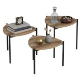 Tavolino da Salotto Marrone Noce Nero set 3 Pezzi Forma Triangolare 45x45x45h cm, Colore Ripiano Marrone - Carro