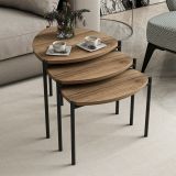 Tavolino da Salotto Marrone Noce Nero set 3 Pezzi Forma Triangolare 45x45x45h cm, Colore Ripiano Marrone - Carro