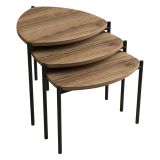 Tavolino da Salotto Marrone Noce Nero set 3 Pezzi Forma Triangolare 45x45x45h cm, Colore Ripiano Marrone - Carro