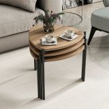 Tavolino da Salotto Marrone Noce Nero set 3 Pezzi Forma Triangolare 45x45x45h cm, Colore Ripiano Marrone - Carro