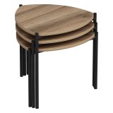 Tavolino da Salotto Marrone Noce Nero set 3 Pezzi Forma Triangolare 45x45x45h cm, Colore Ripiano Marrone - Carro