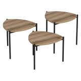 Tavolino da Salotto Marrone Noce Nero set 3 Pezzi Forma Triangolare 45x45x45h cm, Colore Ripiano Marrone - Carro